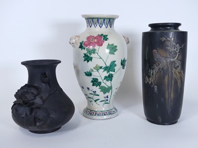 Lot 20 - A Japanese bronze vase, Meiji period...