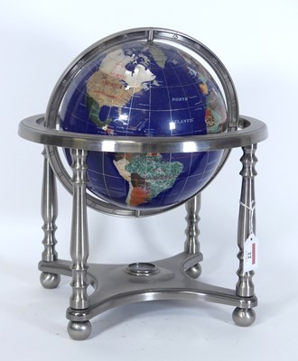 Lot 22 - A hardstone inset lacquered 8" terrestrial...