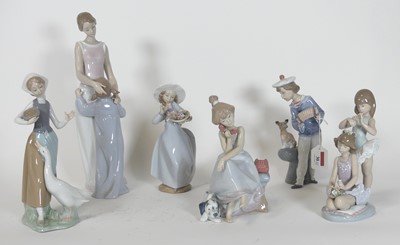 Lot 30 - Group of six Lladro porcelain figures, to...