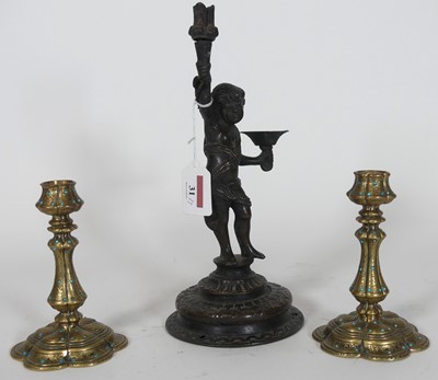 Lot 31 - A late 19th century figural bronze lamp base,...