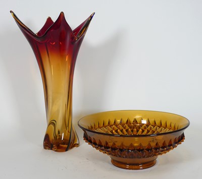 Lot 34 - A mid 20th century Murano amber and red glass...