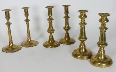 Lot 46 - A pair of 18th century brass table...