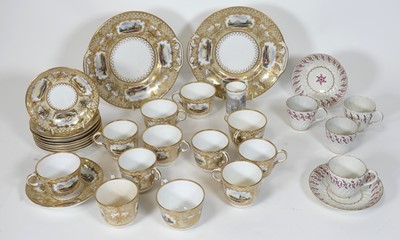 Lot 66 - A 19th century part tea service, painted with...