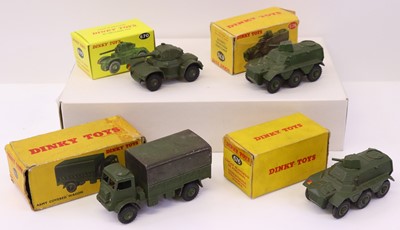 Lot 657 - Dinky Toys group of 4 military playworn...