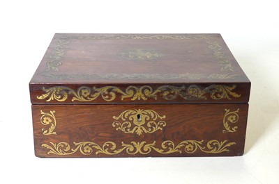 Lot 94 - A mid 19th century rosewood cut brass inlaid...