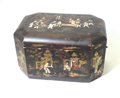 Lot 116 - A Chinese export black lacquered box of canted...