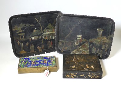 Lot 118 - A Chinese brass table cigarette box, the...