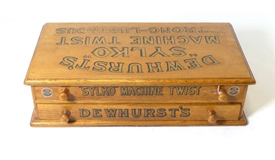 Lot 127 - A light oak table top haberdashery cabinet,...