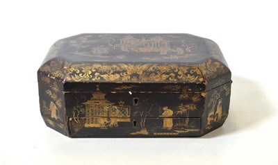 Lot 130 - A Chinese export black lacquered table box, of...