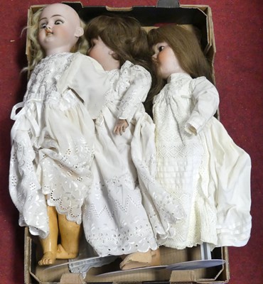 Lot 160 - A group of six porcelain headed dolls, to...