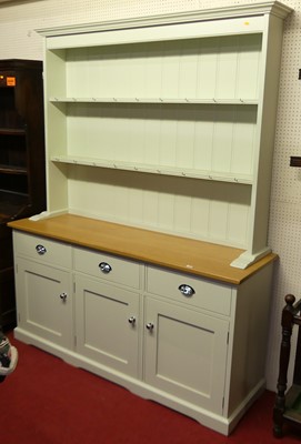 Lot 1325 - A contemporary painted and blond oak topped...