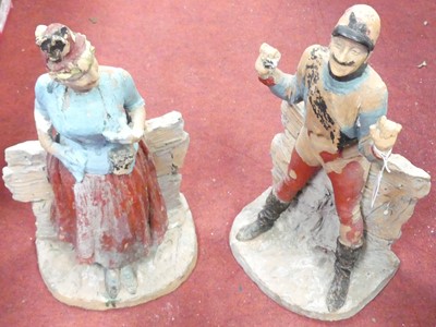 Lot 173 - A painted terracotta figure of a jockey,...