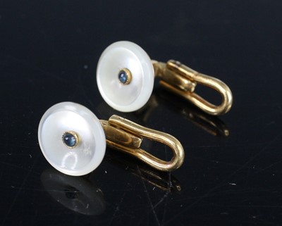Lot 280A - A pair of yellow metal mother of pearl and...