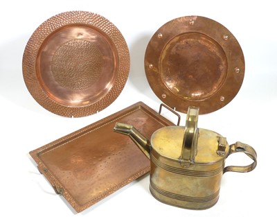 Lot 179 - An Arts & Crafts hammer-beaten copper charger,...