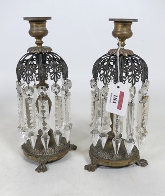 Lot 184 - A pair of late 19th century brass lustre...