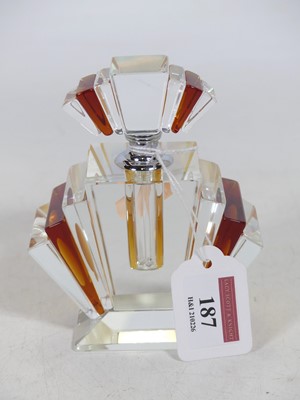 Lot 187 - A reproduction Art Deco style clear and amber...