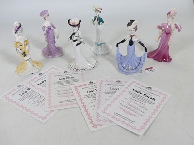 Lot 188 - A collection of six Coalport figures of ladies,...