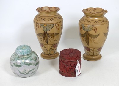 Lot 190 - A Chinese carved cinnabar box and cover, of...