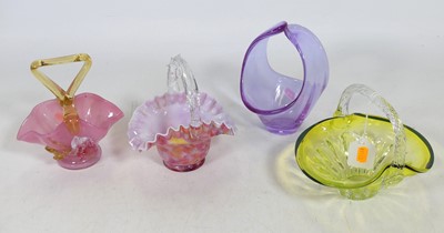 Lot 196 - A group of four studio glass baskets, to...