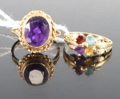 Lot 427 - A 9ct gold amethyst dress ring, as a large...