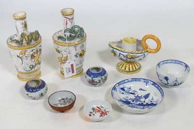 Lot 210 - A near-pair of Italian majolica vases, each of...