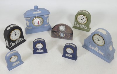 Lot 211 - A group of eight Wedgwood Jasperware mantel...