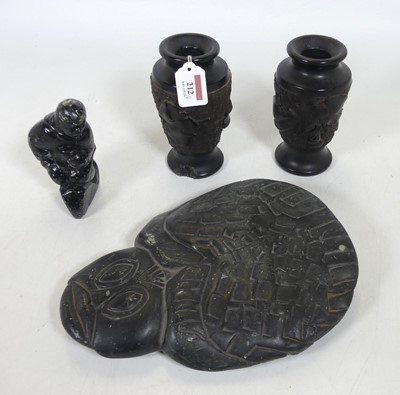 Lot 212 - A Pacific Islands carved stone beetle, length...