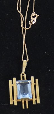 Lot 455 - A modern 14ct rolled gold and synthetic topaz...