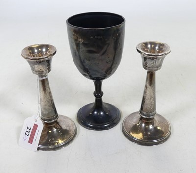 Lot 232 - A George V silver goblet of plain pedestal...
