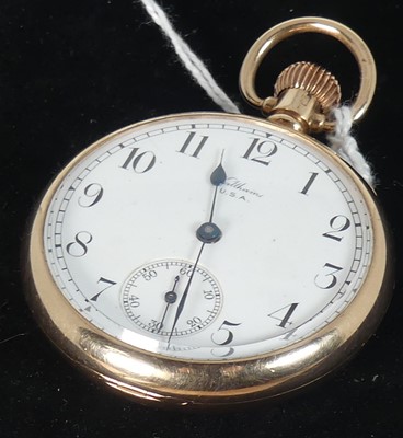 Lot 308 - A gent's Waltham 9ct gold open faced pocket...