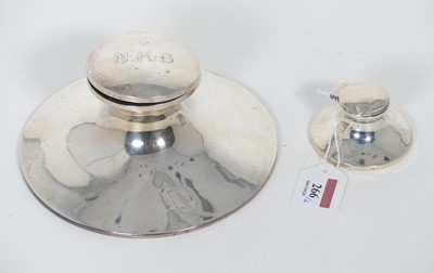 Lot 266 - A large George V silver capstan inkwell, of...