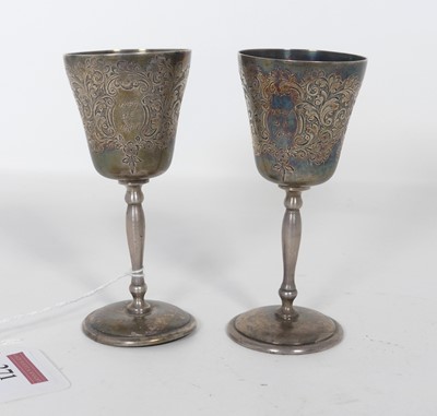 Lot 271 - A pair of modern silver goblets, each having a...