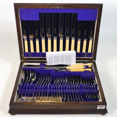 Lot 245 - An oak cased canteen of silver plated cutlery,...