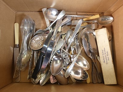 Lot 250 - A collection of silver plated flatware,...