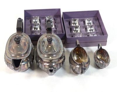 Lot 251 - An Edwardian silver plated four-piece tea set,...