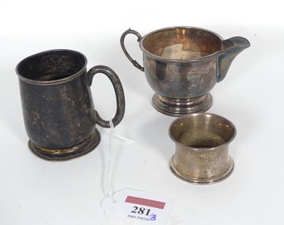 Lot 281 - A George V silver christening tankard;...