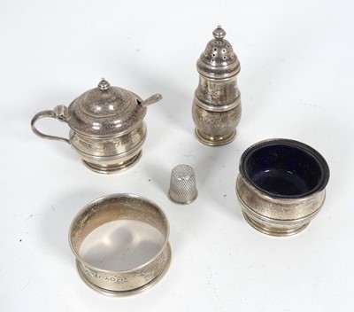 Lot 299 - An Elizabeth II silver three-piece cruet to...