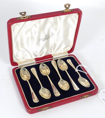 Lot 307 - A set of six George VI silver coffee spoons in...