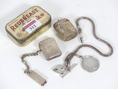 Lot 312 - A late Victorian silver vesta of hinged...
