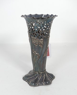 Lot 313 - A George V silver spill vase of trumpet shape...
