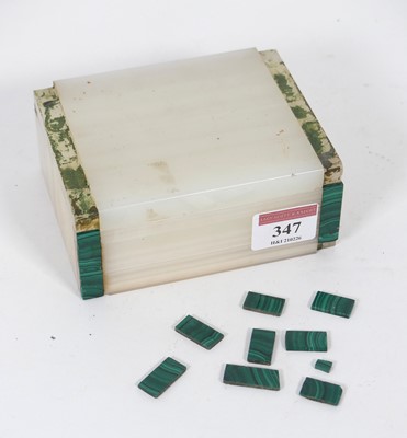 Lot 347 - An Art Deco white onyx and malachite mounted...