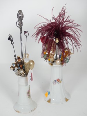 Lot 349 - A George V silver and amethyst set hat-pin by...