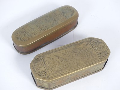 Lot 368 - An 18th century Dutch brass tobacco box  of...
