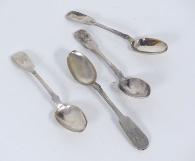 Lot 373 - A collection of four Russian silver teaspoons...