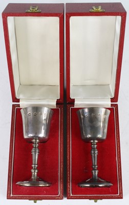 Lot 131 - A pair of 1970s silver footed goblets, each...