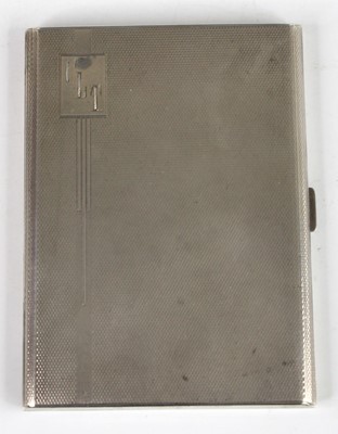 Lot 112 - A late Art Deco silver engine turned pocket...
