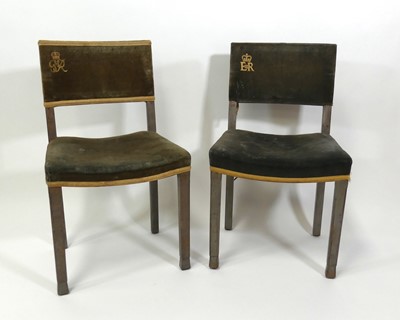 Lot 402 - A George VI limed oak coronation chair, with...