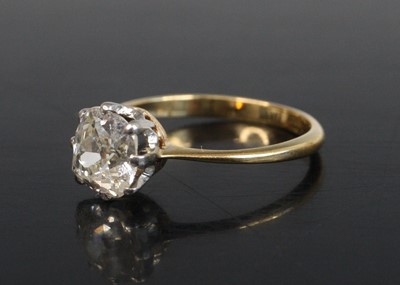 Lot 2234 - A yellow and white metal diamond solitaire...