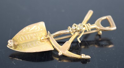 Lot 294 - A yellow metal mining prospector's brooch, in...