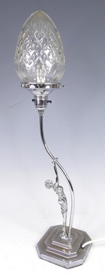 Lot 194 - An Art Deco chrome table lamp, having a...